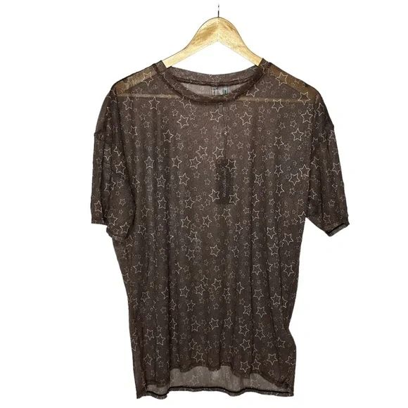 NWT One Teaspoon x Free People Mesh Sensory Star Metallic Tee - Picture 3 of 12